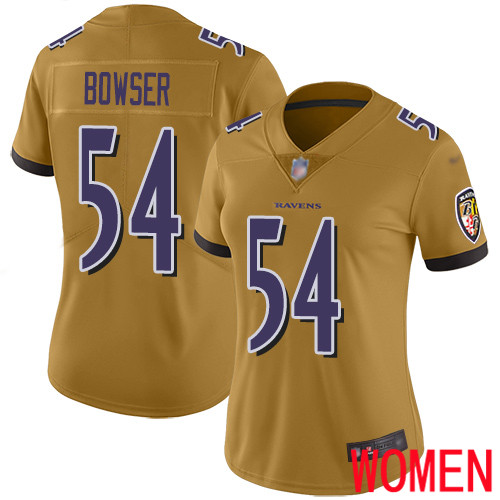 Baltimore Ravens Limited Gold Women Tyus Bowser Jersey NFL Football #54 Inverted Legend->baltimore ravens->NFL Jersey